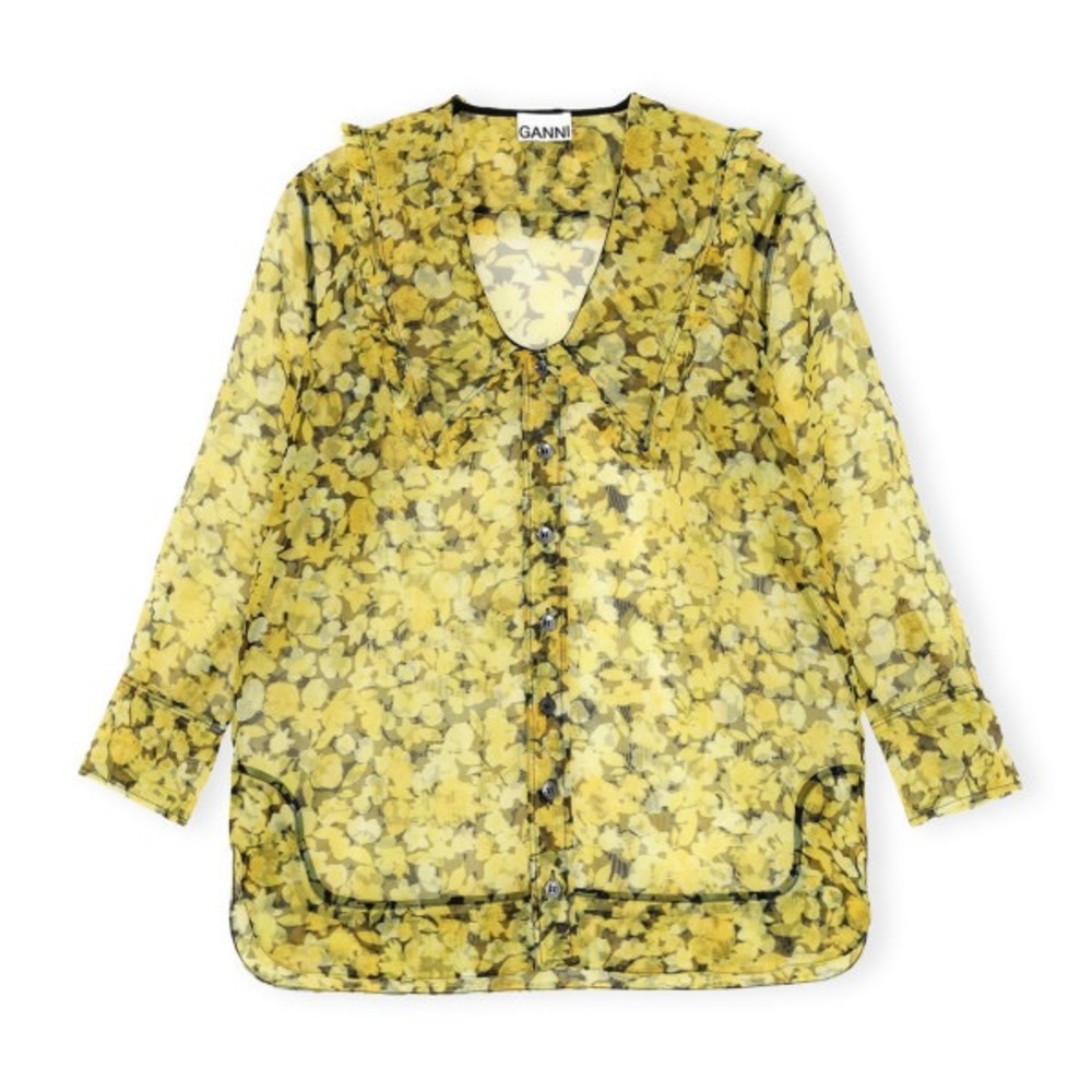 Ganni oversized sheer Organza top